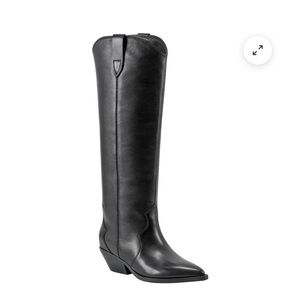 Marc Fisher Ander Black Leather Western Boot Size 8